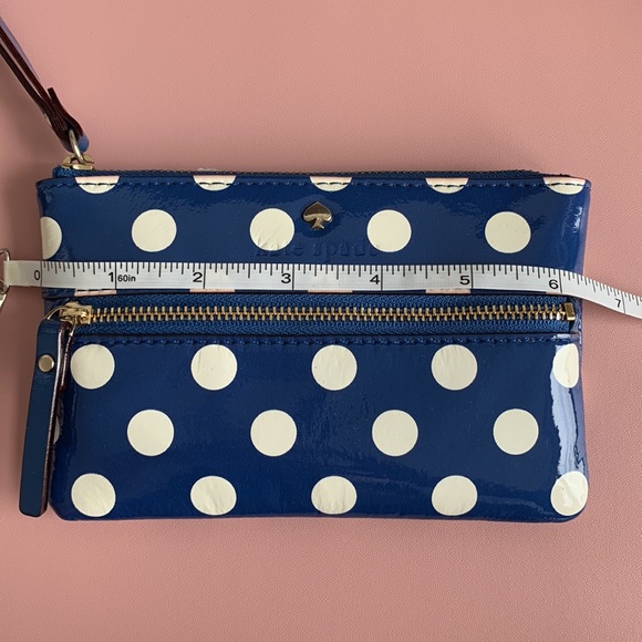 Kate Spade Blue & White Patent Polka Dot Wristlet - Picture 7 of 7